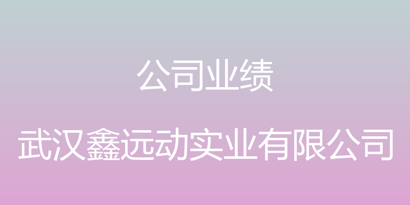 公司业绩 - 武汉鑫远动实业有限公司