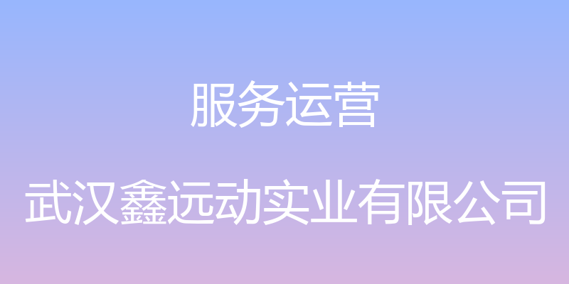 服务运营 - 武汉鑫远动实业有限公司